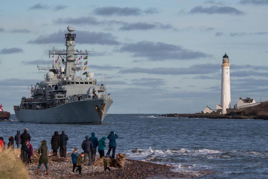 HMS Montrose passing Scurdie Ness Lighthouse for the final time captured by Neil Urquhart Photography