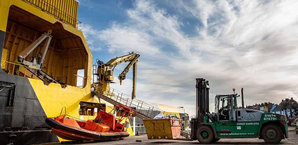 Montrose Port quayside services stevedoring by Whyte Cargo