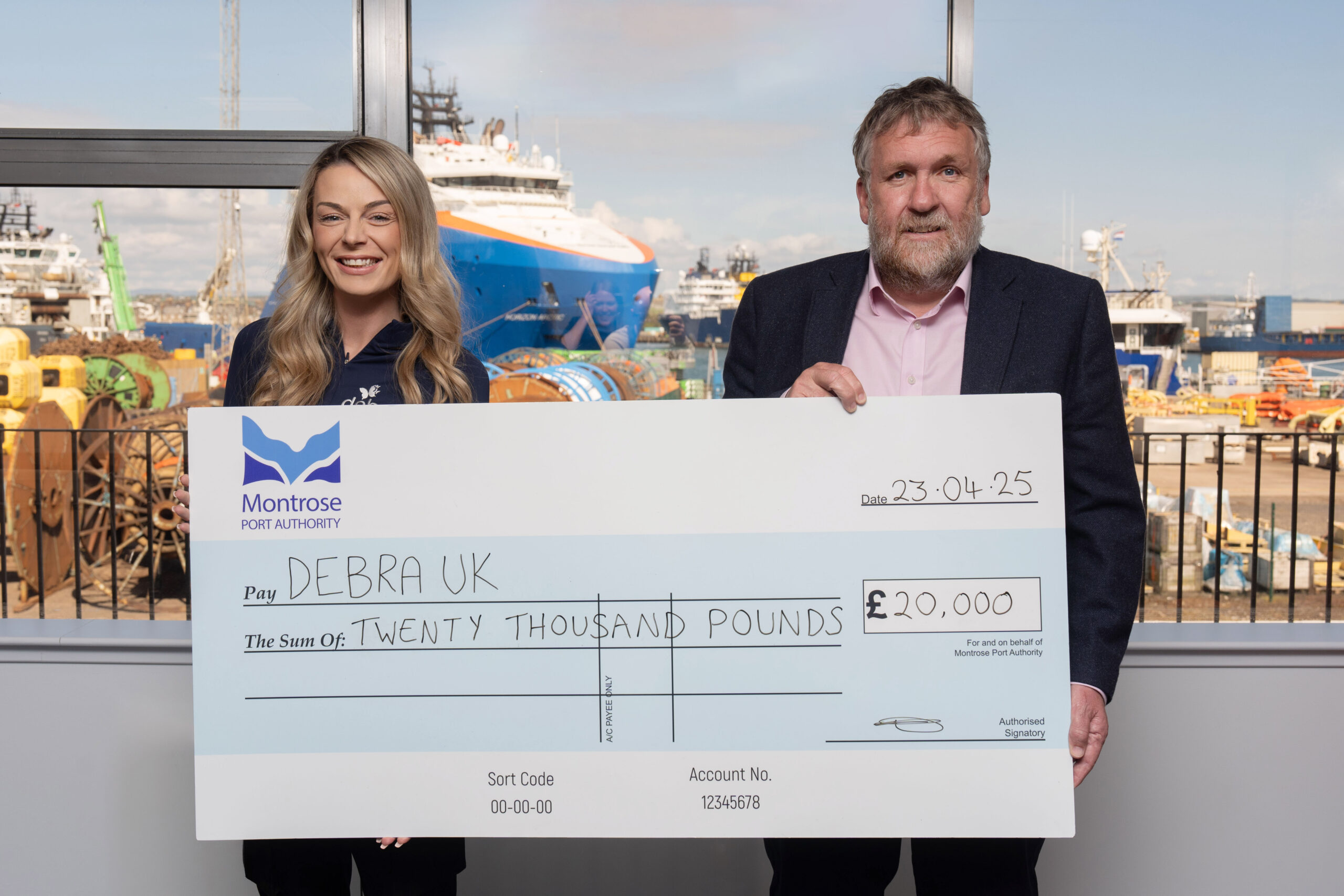 Featured image for “Montrose Port Gives £20,000 Donation to Local Fundraising Group Fighting Rare Skin Condition”
